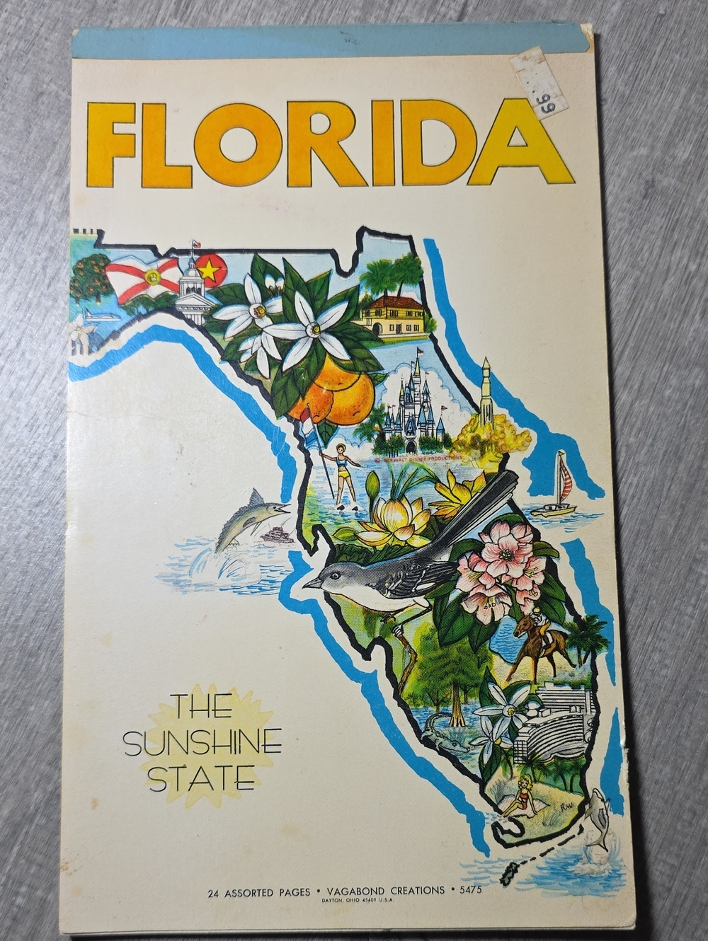 Vintage Florida Illustrated Souvenir Booklet in Yellow & Blue